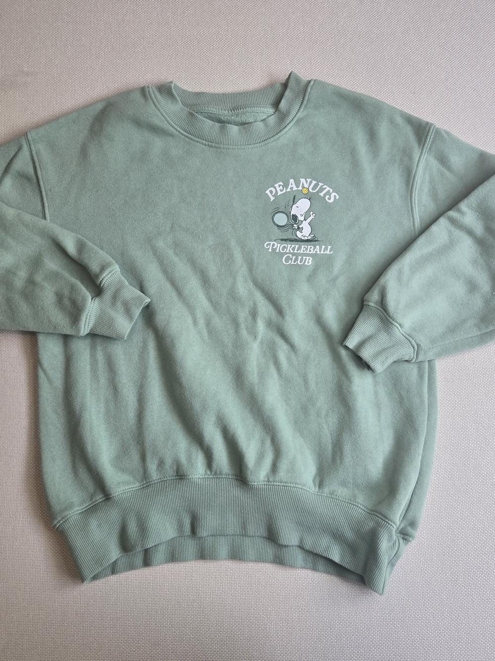 Peanuts Pickleball Club Men's Crewneck Sweatshirt - Sage Green